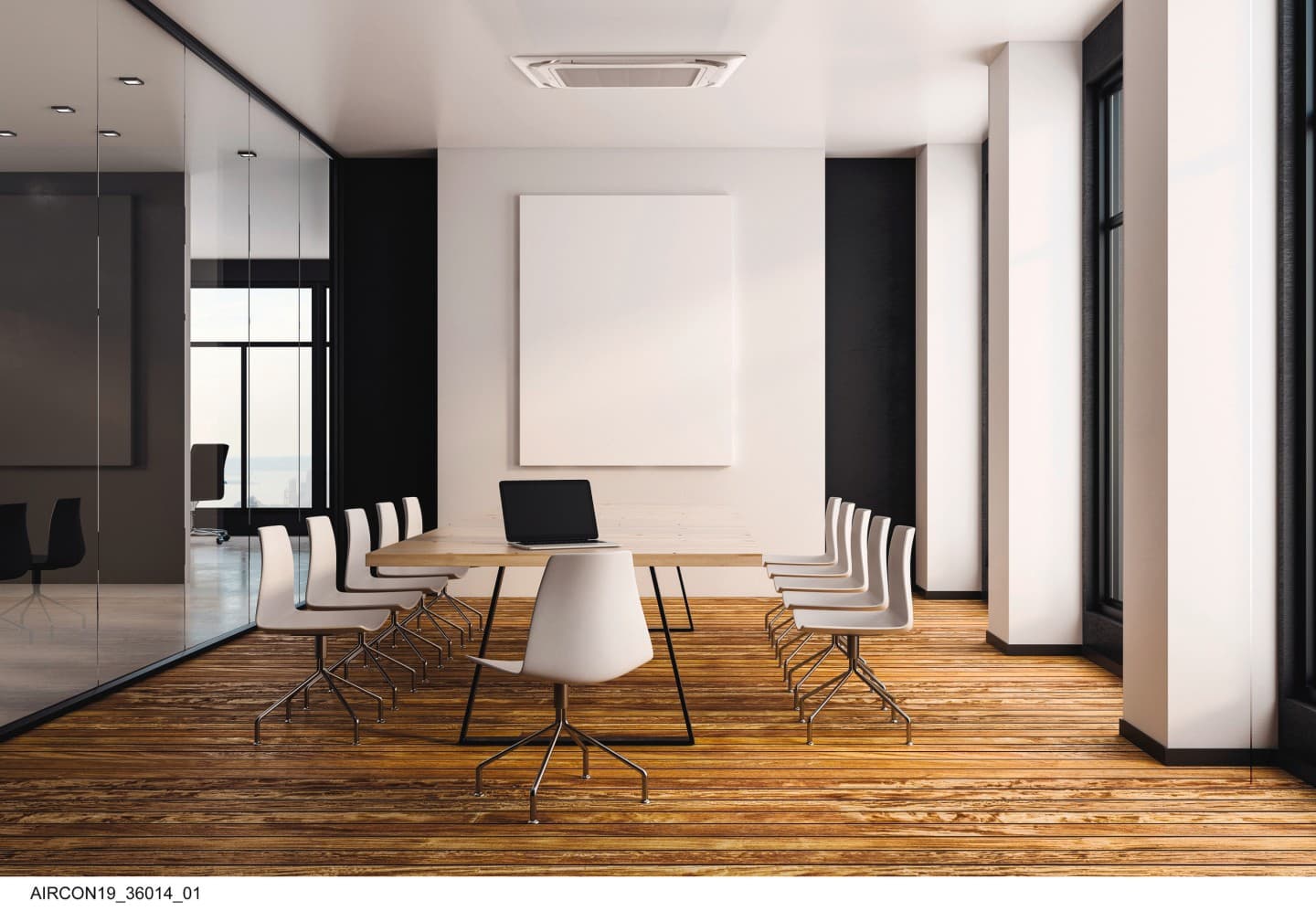 Een airconditioner in een vergaderruimte