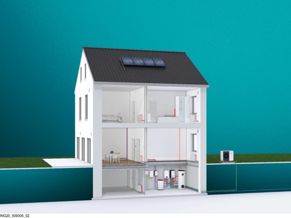 Systeemcompositie in een huis met meerdere gezinnen.