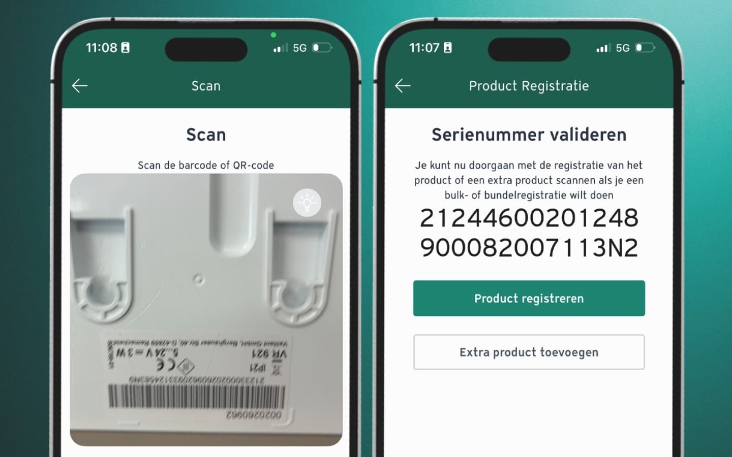 De barcode scanner en productvalidatie in de myVaillant Pro app