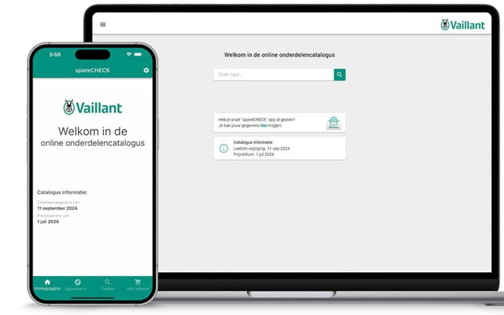 Onderdelencatalogus-app op mobiel en desktop