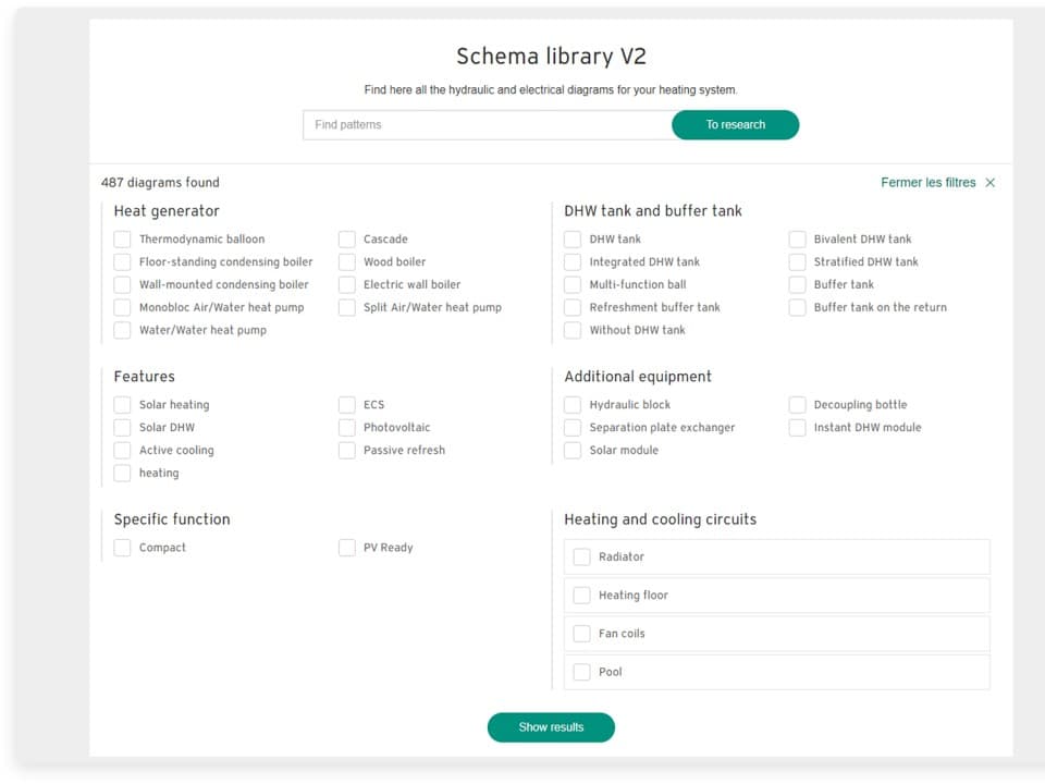 Overzicht gebruikersfilter van systeem schema zoeken