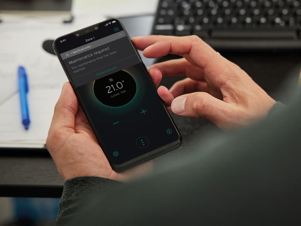 myVaillant onderhoudsmelding op mobiel apparaat