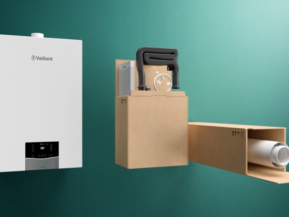 Cv-ketel met ombouwset en rookgassenset